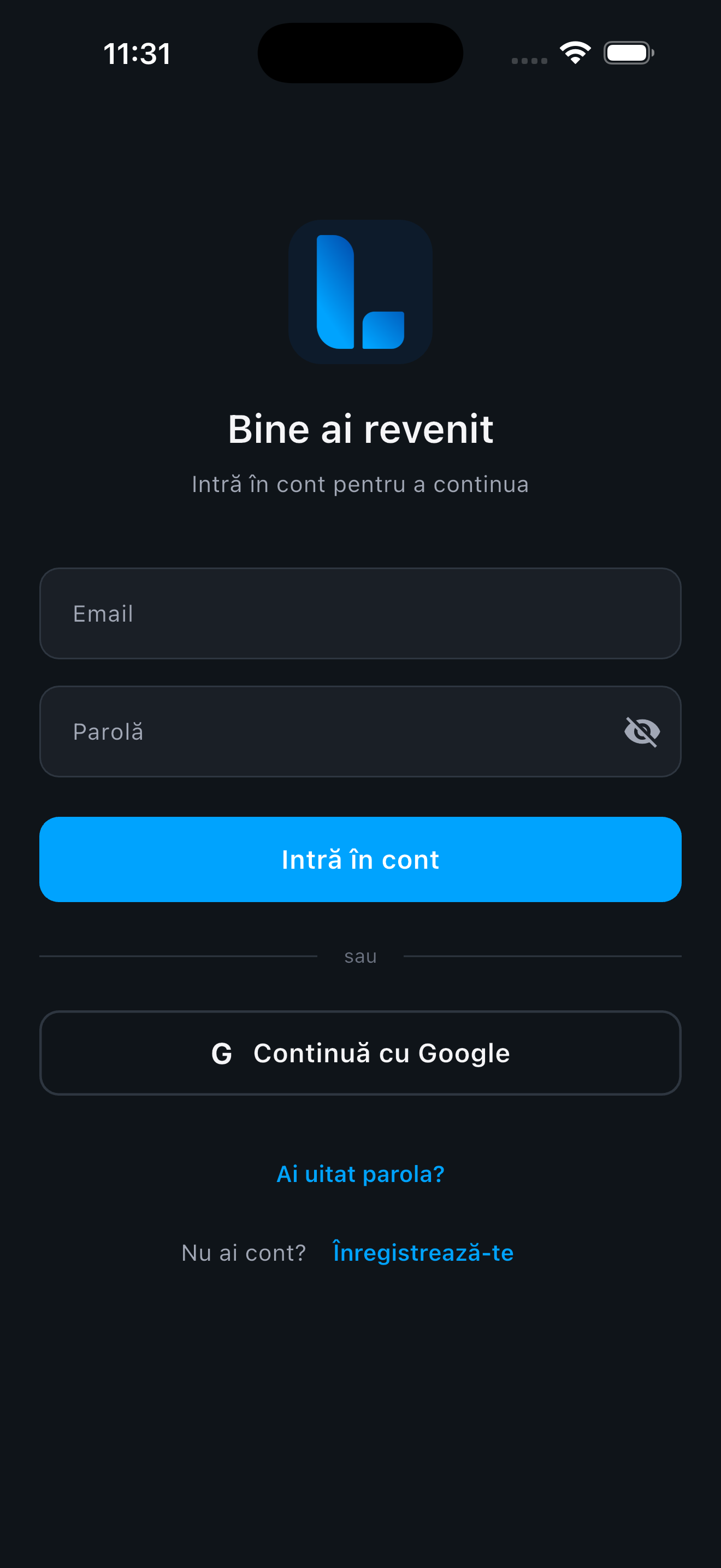 Legium - Autentificare